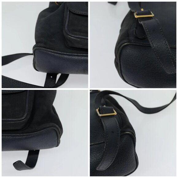 GUCCI Bamboo Backpack Suede Leather Navy Gold 003 1956 0030 Auth BA1984 main image 6